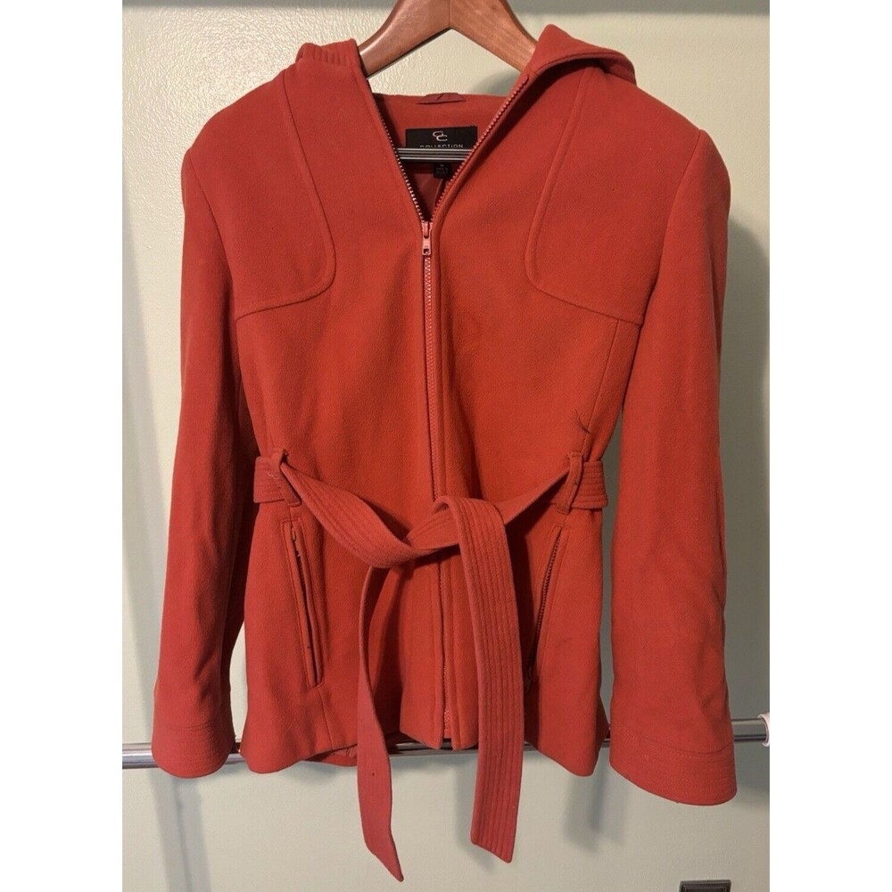 Collection by Gallery Women's Medium Wool Blend Hooded Full‎ Zip Orange Jacket